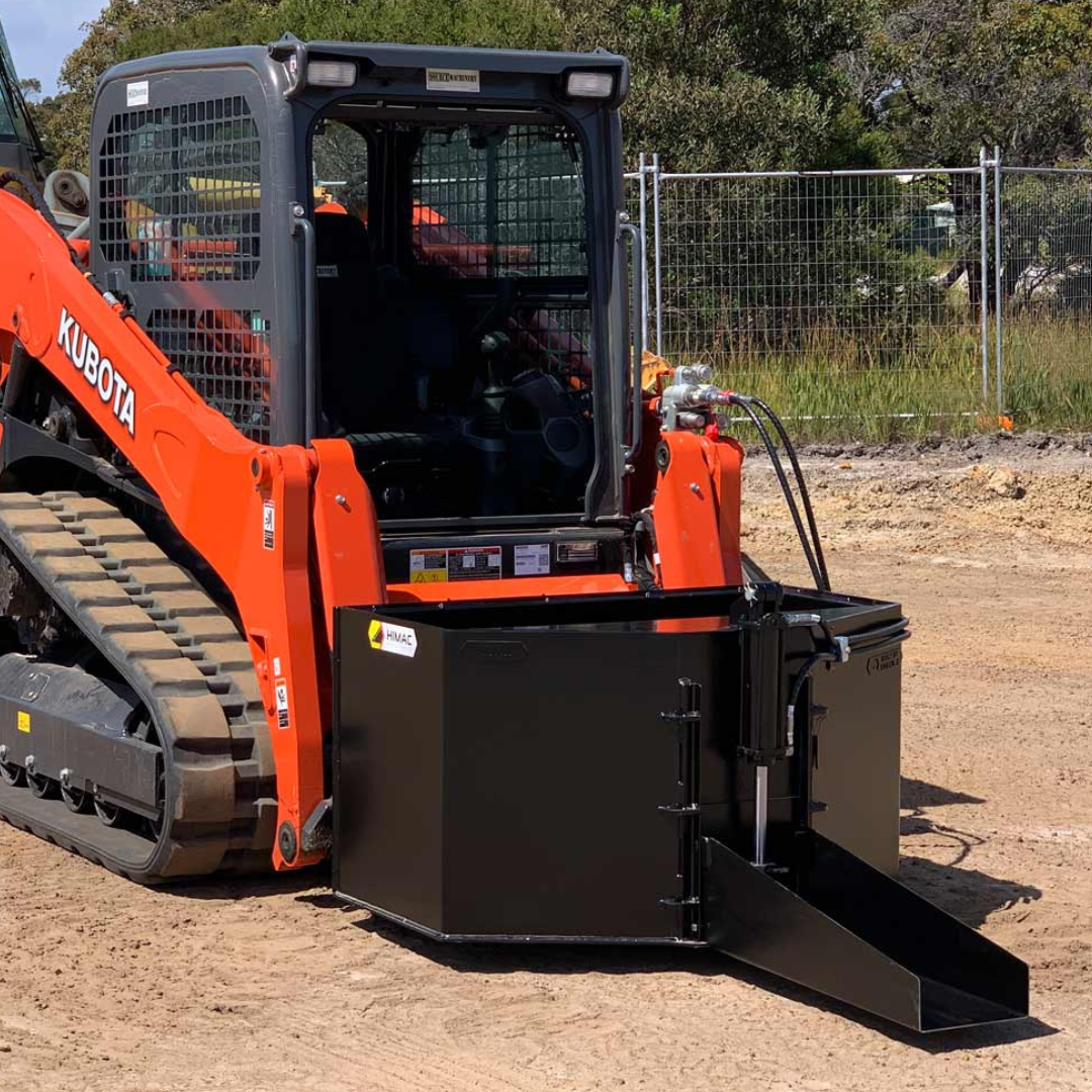 Himac Concrete Unloading Bucket for Skid Steer Earthmoving Warehouse