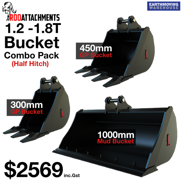Roo Bucket Combo 1.2 To 1.8 Ton - Half Hitch