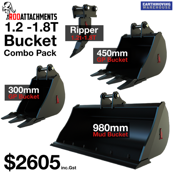 Roo Bucket Combo 1.2 To 1.8 Ton - Ripper