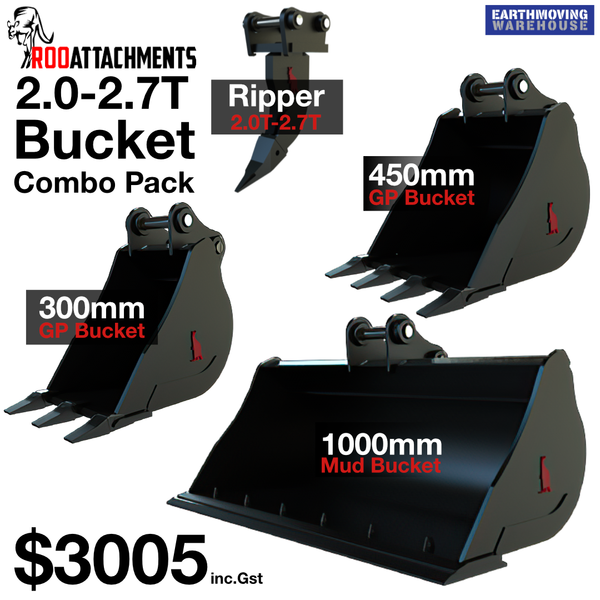 Roo Bucket Combo 2.0 To 2.7 Ton - Ripper