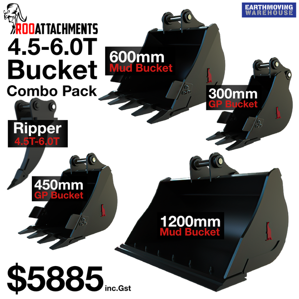 Roo Bucket Combo 4.5 To 6 Ton - Ripper