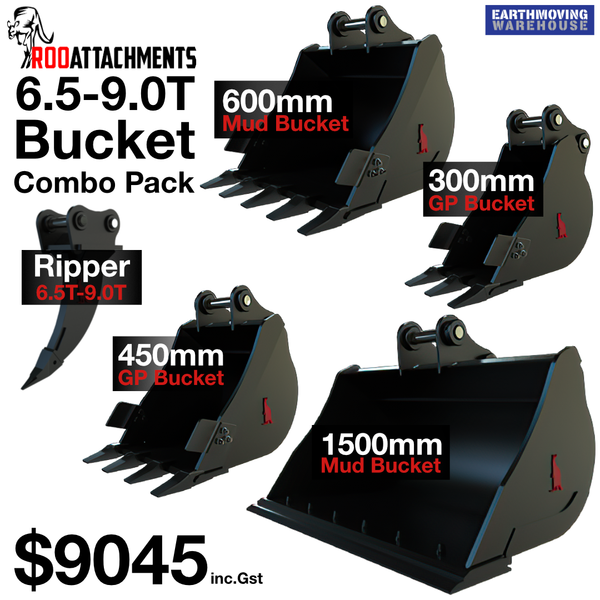 Roo Bucket Combo 6.5 To 9 Ton - Ripper