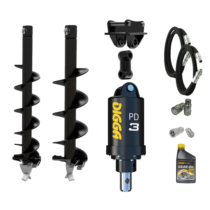 Digga PD3 auger drive combo package mini excavator up to 4T Earthmoving Warehouse