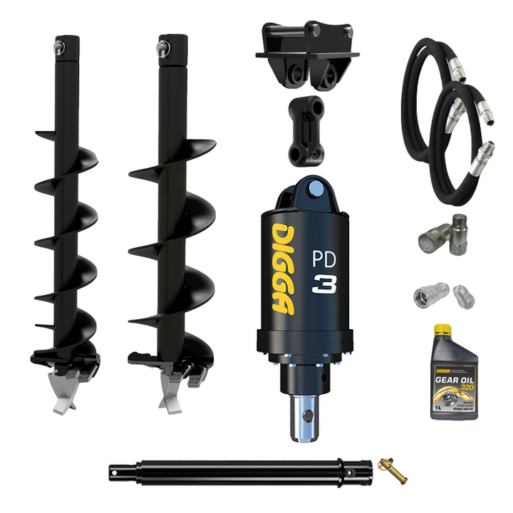 Digga PD3 auger drive combo package mini excavator up to 4T Earthmoving Warehouse