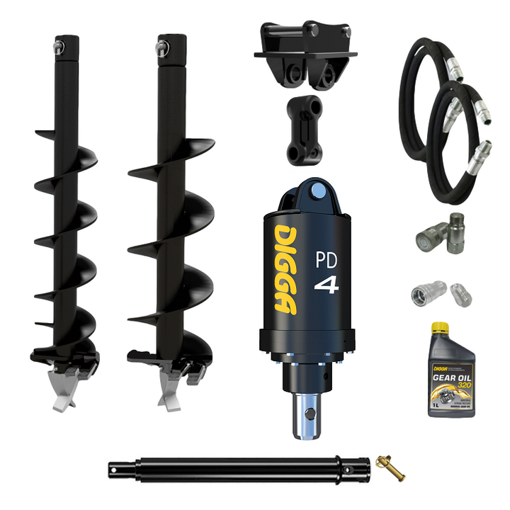 Digga PD4-2 65mm round auger drive combo package mini excavator up to 5T Earthmoving Warehouse