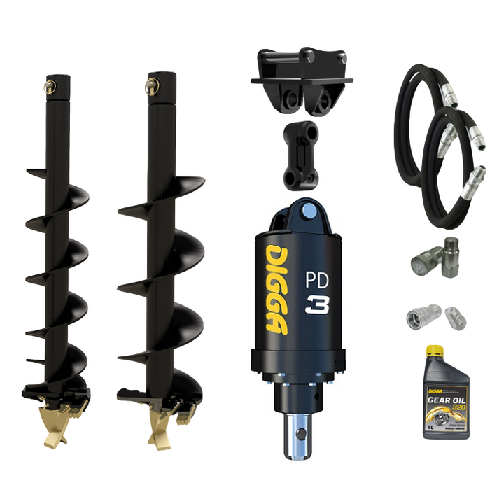 Digga PD3 auger drive combo package mini excavator up to 4T Earthmoving Warehouse