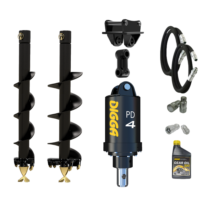 Digga PD4-2 65mm round auger drive combo package mini excavator up to 5T Earthmoving Warehouse