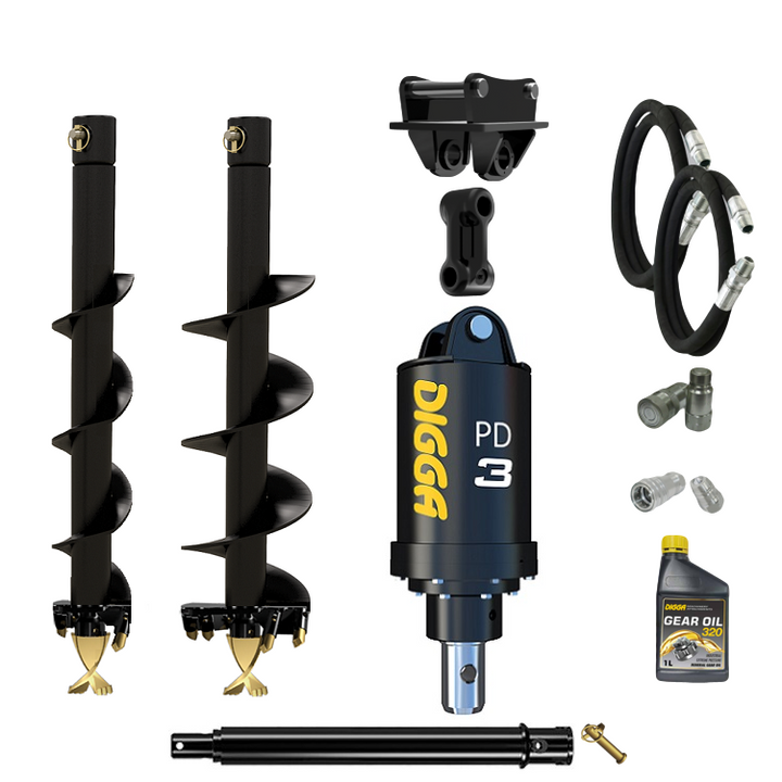 Digga PD3 auger drive combo package mini excavator up to 4T Earthmoving Warehouse