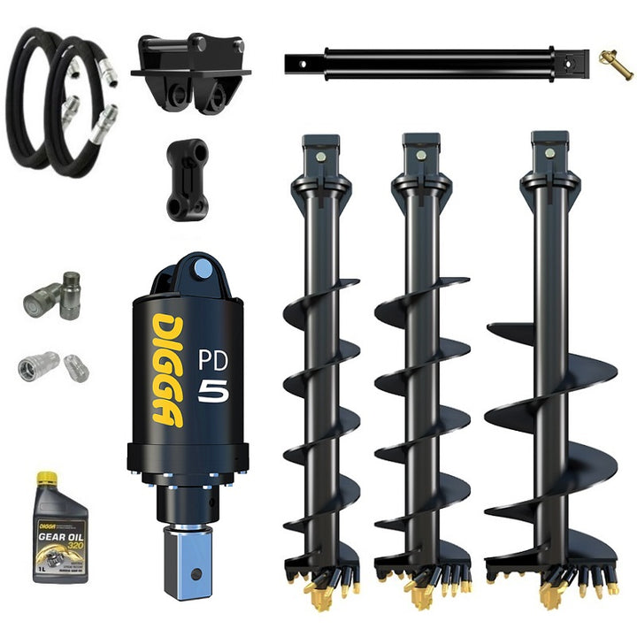 Digga PD5 75mm square auger drive combo package mini excavator up to 5.5T Earthmoving Warehouse