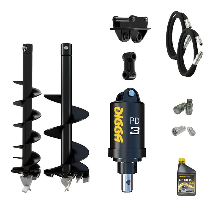 Digga PD3 auger drive combo package mini excavator up to 4T Earthmoving Warehouse