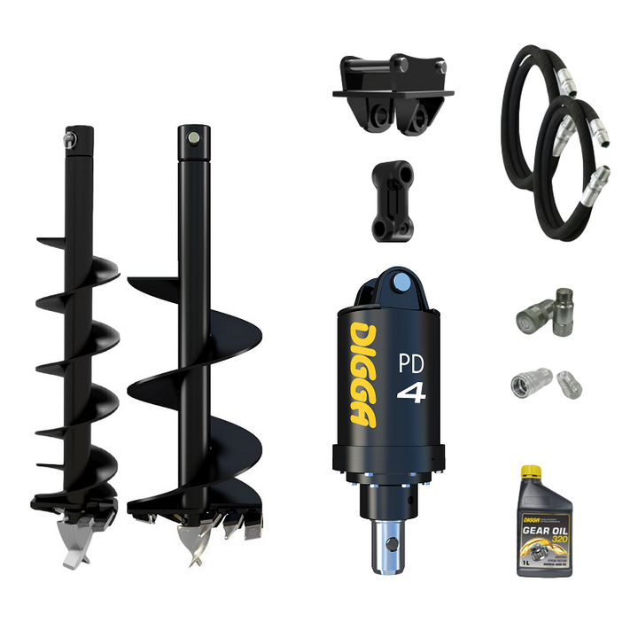 Digga PD4-2 65mm round auger drive combo package mini excavator up to 5T Earthmoving Warehouse