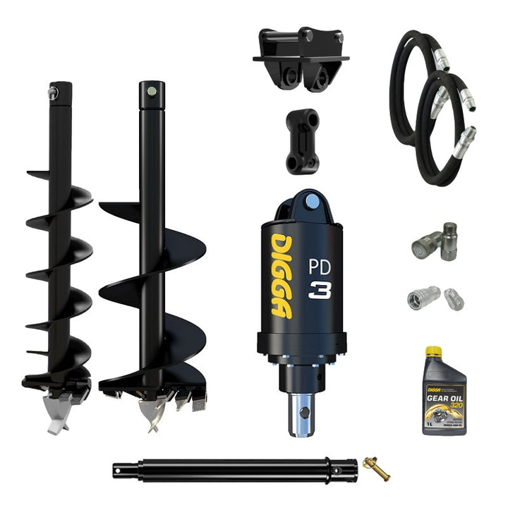 Digga PD3 auger drive combo package mini excavator up to 4T Earthmoving Warehouse