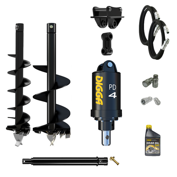 Digga PD4-2 65mm round auger drive combo package mini excavator up to 5T Earthmoving Warehouse