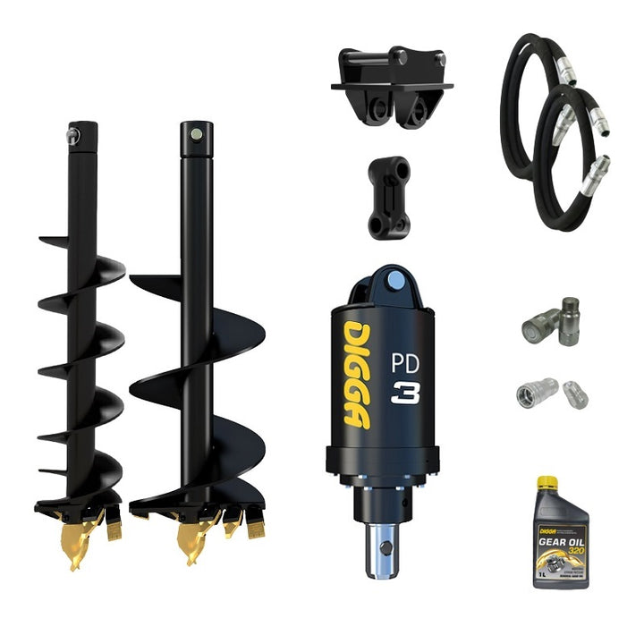 Digga PD3 auger drive combo package mini excavator up to 4T Earthmoving Warehouse