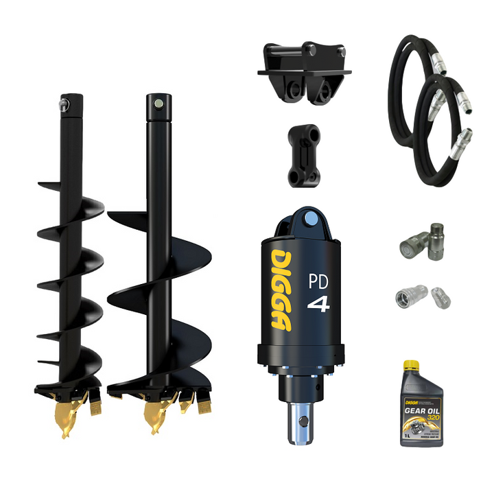 Digga PD4-2 65mm round auger drive combo package mini excavator up to 5T Earthmoving Warehouse
