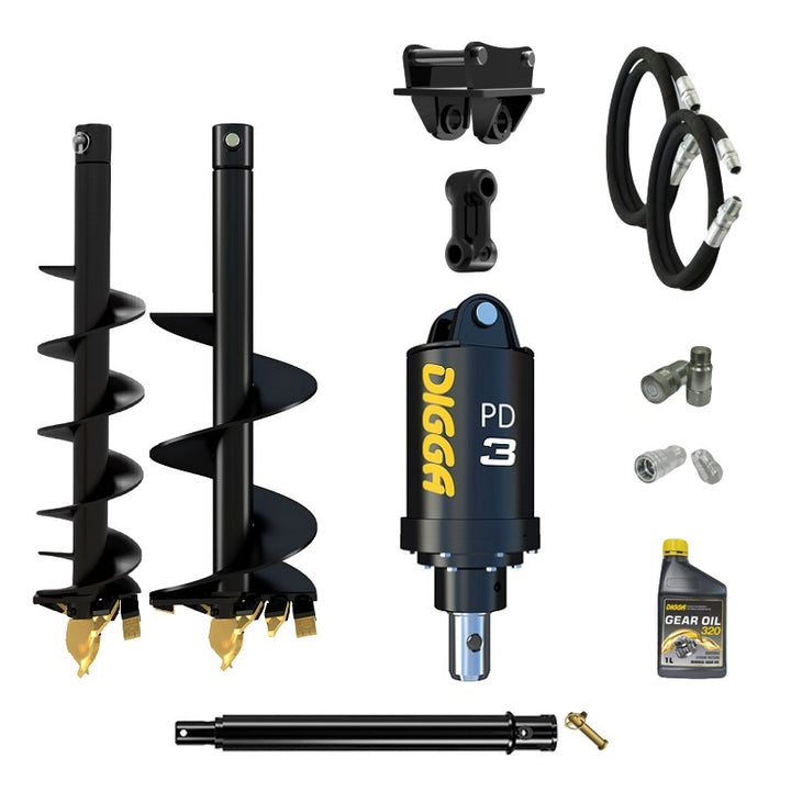 Digga PD3 auger drive combo package mini excavator up to 4T Earthmoving Warehouse