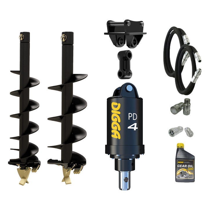 Digga PD4-2 65mm round auger drive combo package mini excavator up to 5T Earthmoving Warehouse