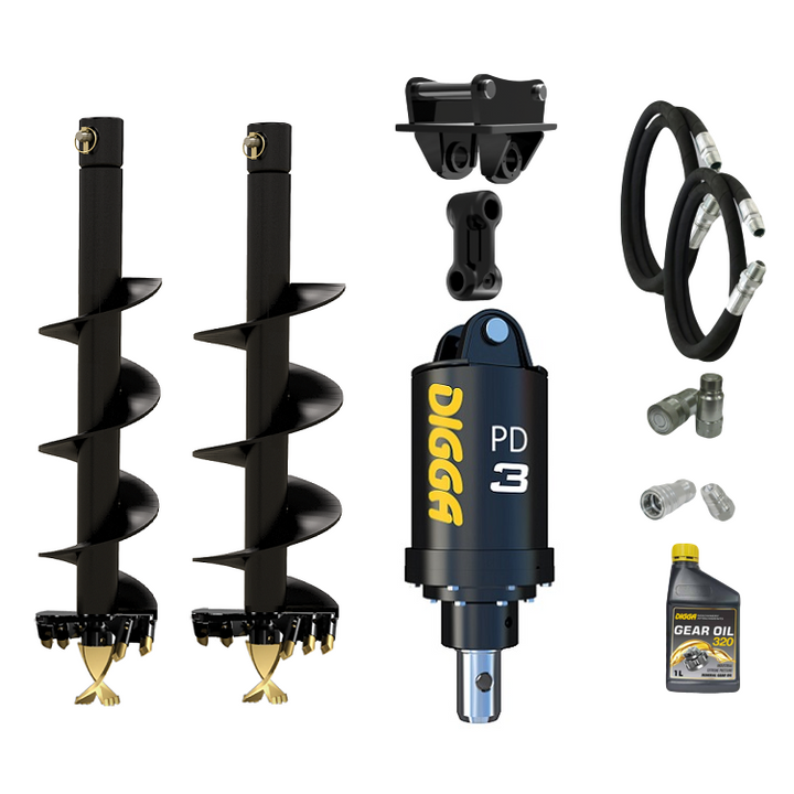 Digga PD3 auger drive combo package mini excavator up to 4T Earthmoving Warehouse