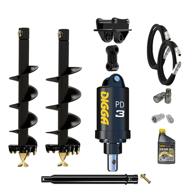 Digga PD3 auger drive combo package mini excavator up to 4T Earthmoving Warehouse