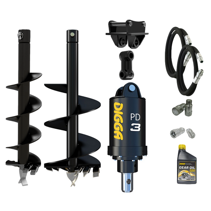 Digga PD3 auger drive combo package mini excavator up to 4T Earthmoving Warehouse