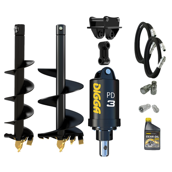 Digga PD3 auger drive combo package mini excavator up to 4T Earthmoving Warehouse