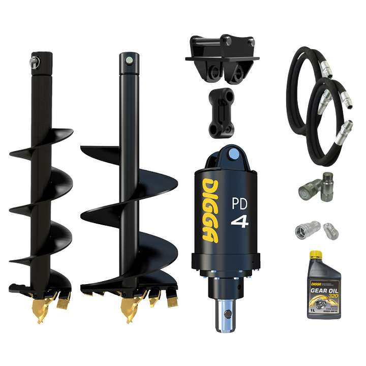 Digga PD4-2 65mm round auger drive combo package mini excavator up to 5T Earthmoving Warehouse