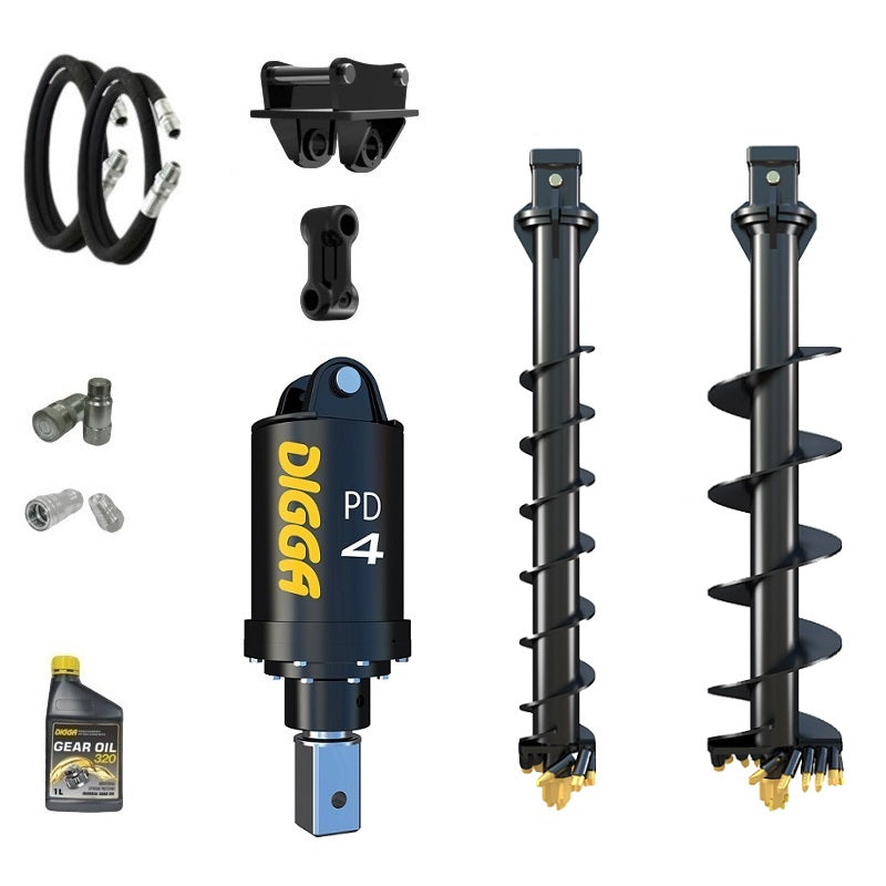 Digga PD4-5 75mm square auger drive combo package mini excavator up to