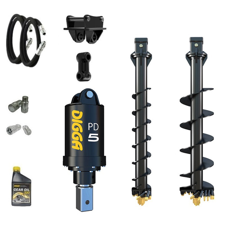 Digga PD5 75mm square auger drive combo package mini excavator up to 5.5T Earthmoving Warehouse