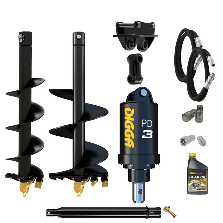 Digga PD3 auger drive combo package mini excavator up to 4T Earthmoving Warehouse