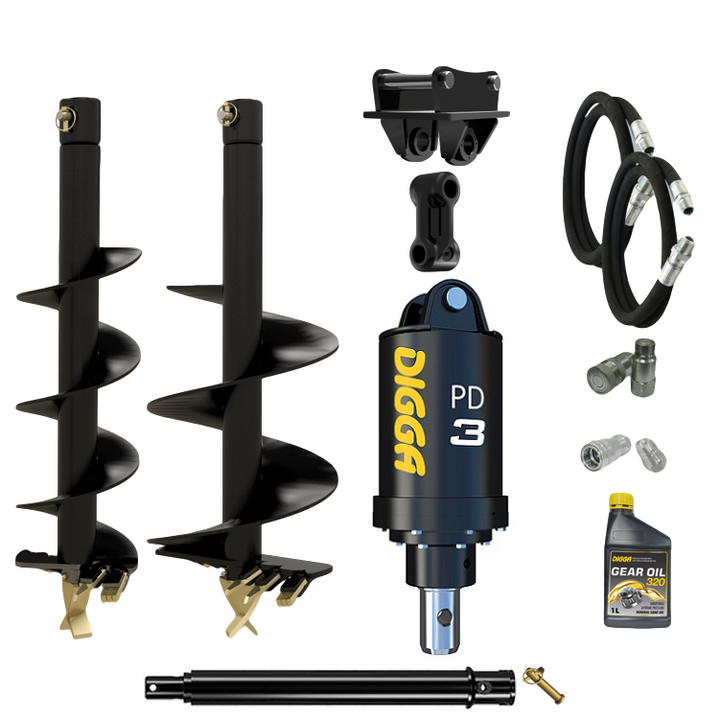 Digga PD3 auger drive combo package mini excavator up to 4T Earthmoving Warehouse