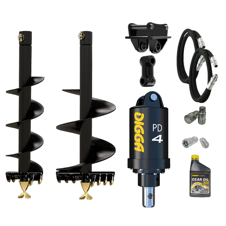 Digga PD4-2 65mm round auger drive combo package mini excavator up to 5T Earthmoving Warehouse