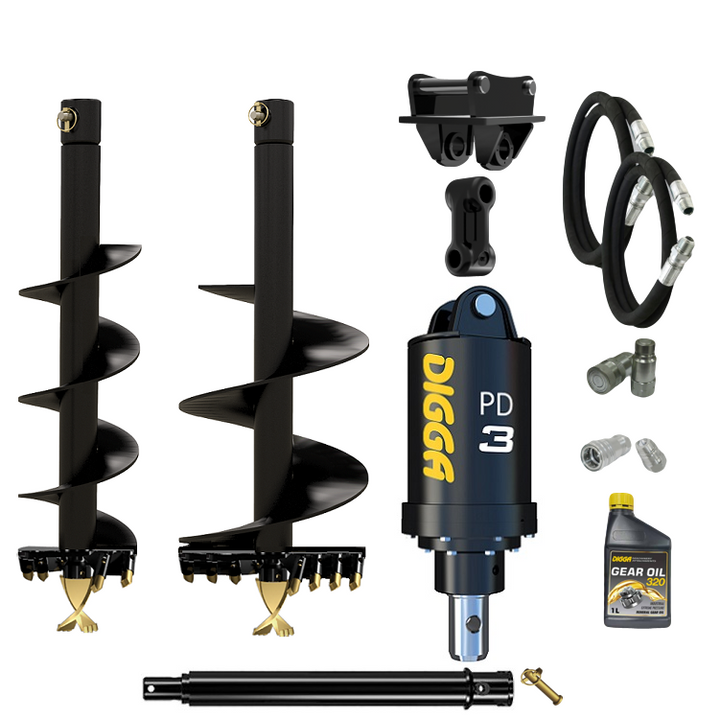 Digga PD3 auger drive combo package mini excavator up to 4T Earthmoving Warehouse