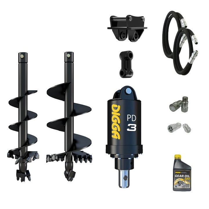 Digga PD3 auger drive combo package mini excavator up to 4T Earthmoving Warehouse