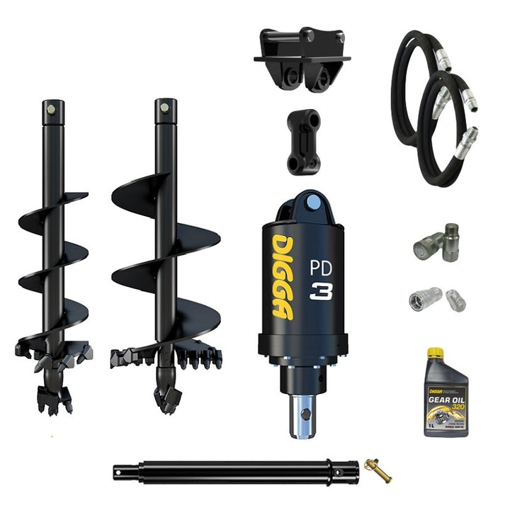 Digga PD3 auger drive combo package mini excavator up to 4T Earthmoving Warehouse