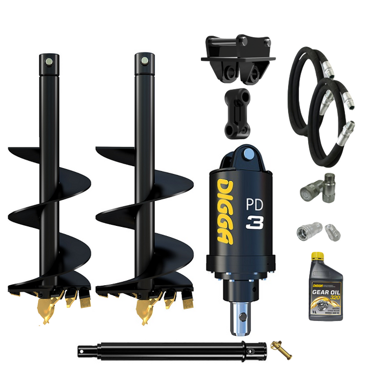 Digga PD3 auger drive combo package mini excavator up to 4T Earthmoving Warehouse