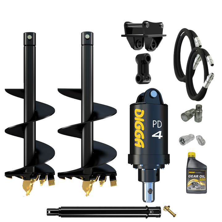 Digga PD4-2 65mm round auger drive combo package mini excavator up to 5T Earthmoving Warehouse