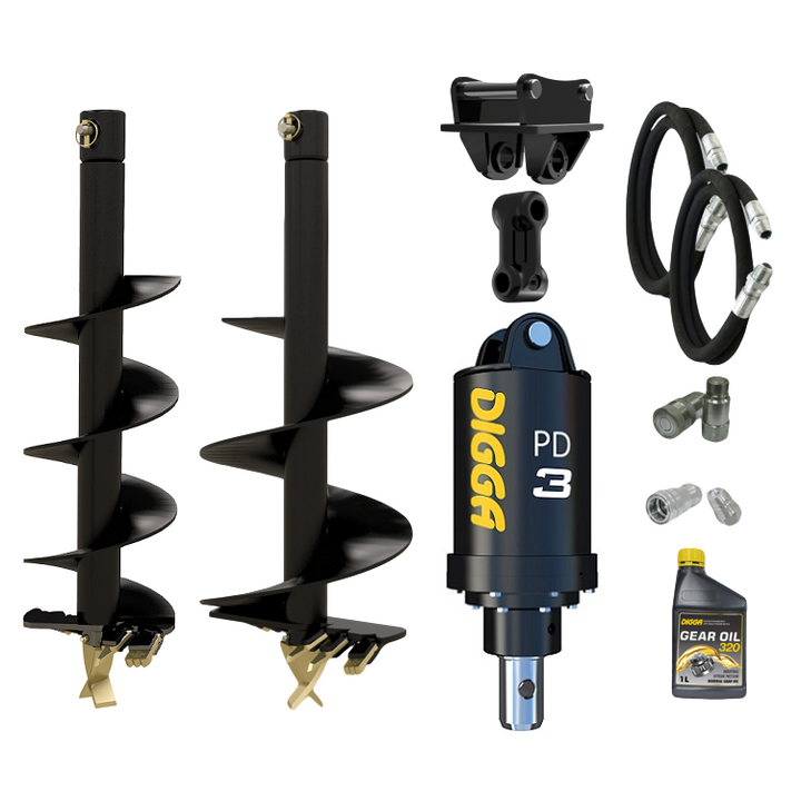 Digga PD3 auger drive combo package mini excavator up to 4T Earthmoving Warehouse