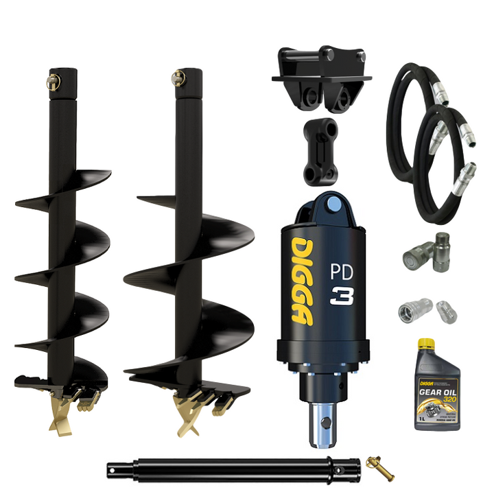 Digga PD3 auger drive combo package mini excavator up to 4T Earthmoving Warehouse