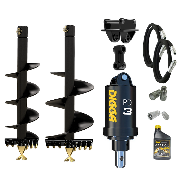 Digga PD3 auger drive combo package mini excavator up to 4T Earthmoving Warehouse