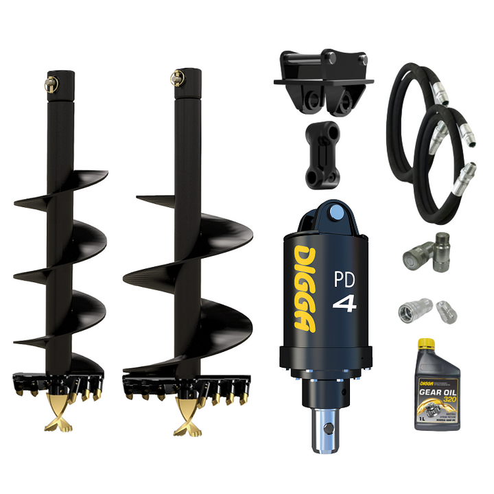 Digga PD4-2 65mm round auger drive combo package mini excavator up to 5T Earthmoving Warehouse