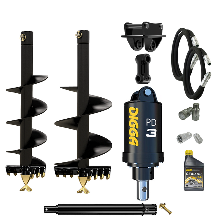 Digga PD3 auger drive combo package mini excavator up to 4T Earthmoving Warehouse