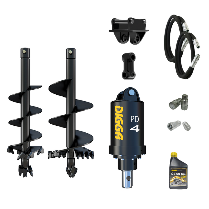 Digga PD4-2 65mm round auger drive combo package mini excavator up to 5T Earthmoving Warehouse