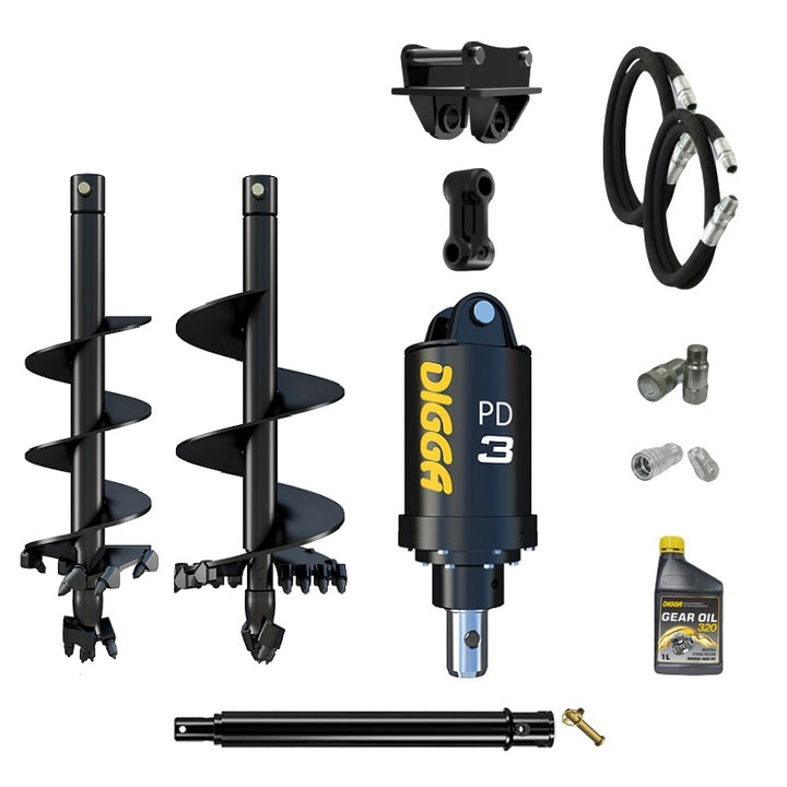 Digga PD3 auger drive combo package mini excavator up to 4T Earthmoving Warehouse