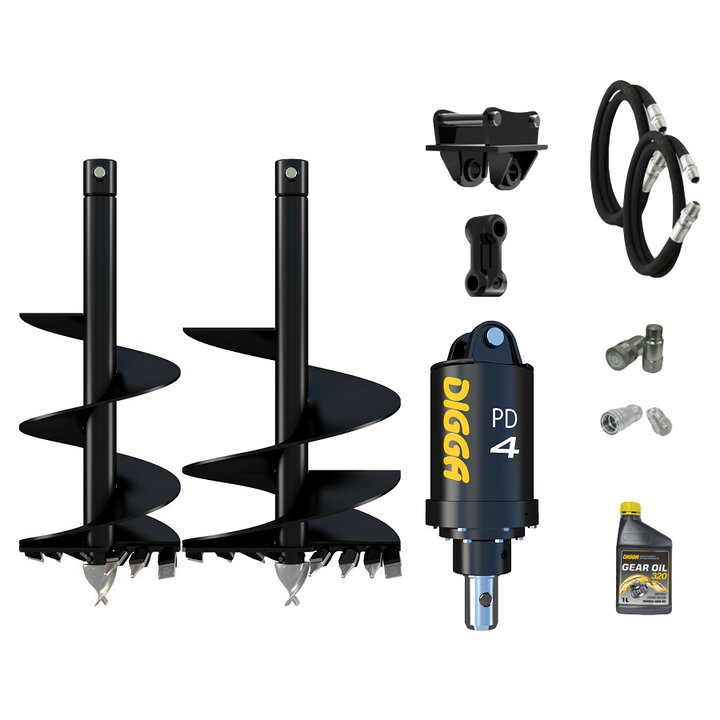 Digga PD4-2 65mm round auger drive combo package mini excavator up to 5T Earthmoving Warehouse