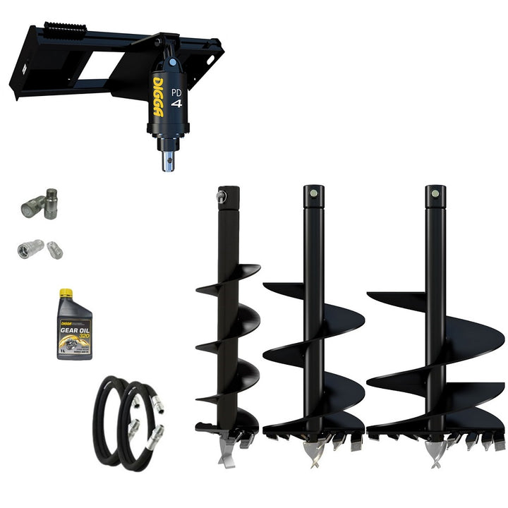 Digga PD4-2 65mm round auger drive combo package skid steer up to 120Hp Earthmoving Warehouse