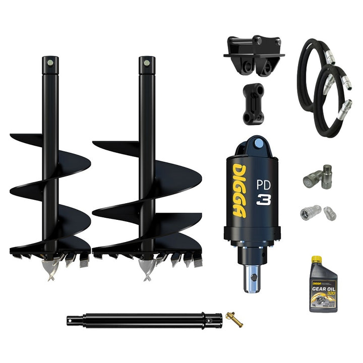 Digga PD3 auger drive combo package mini excavator up to 4T Earthmoving Warehouse