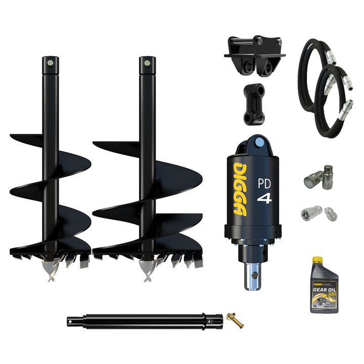 Digga PD4-2 65mm round auger drive combo package mini excavator up to 5T Earthmoving Warehouse