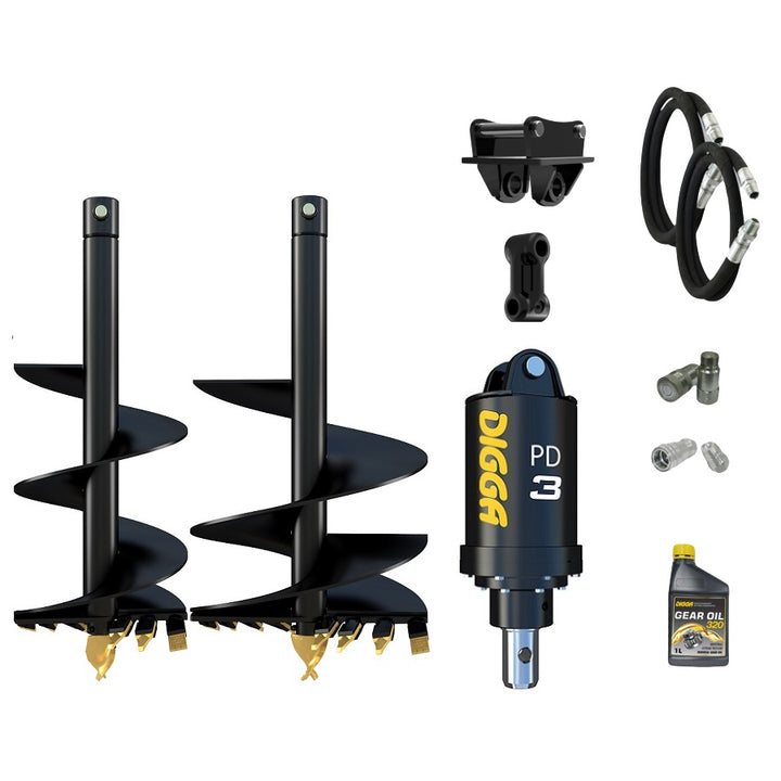 Digga PD3 auger drive combo package mini excavator up to 4T Earthmoving Warehouse