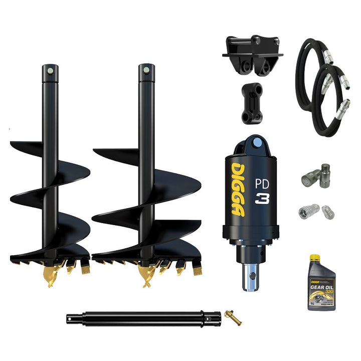 Digga PD3 auger drive combo package mini excavator up to 4T Earthmoving Warehouse