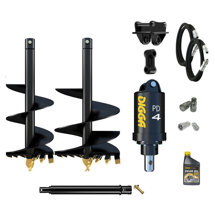 Digga PD4-2 65mm round auger drive combo package mini excavator up to 5T Earthmoving Warehouse